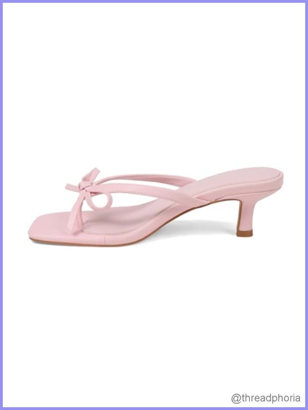 Faux Leather Kitten Heel Bow Flip Flop Sandals Slip On Mules 2.36" Heel Open